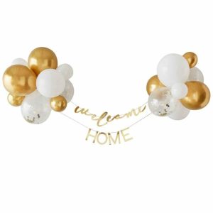 Balloon Garlands |   Hello Baby Balloon Backdrop Welcome Home Baby Kit Gold Balloon Garlands Balloon Garlands