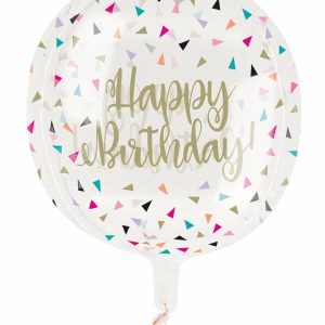 Bubble Balloons & Orbs |   Printed Clear Sphere Colourful Birthday Helium Balloon 38.1Cm (15") Balloons Bubble Balloons & Orbs