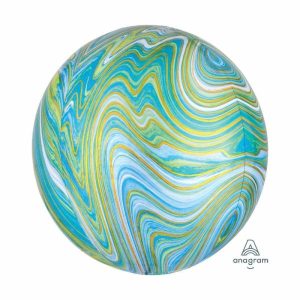 Bubble Balloons & Orbs |   Orbz Xl Blue Green Marblez Balloons Bubble Balloons & Orbs