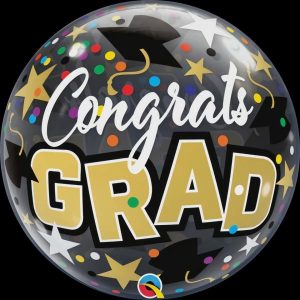 Bubble Balloons & Orbs |   22" Single Bubble Congrats Grad Stars & Dots Balloons Bubble Balloons & Orbs