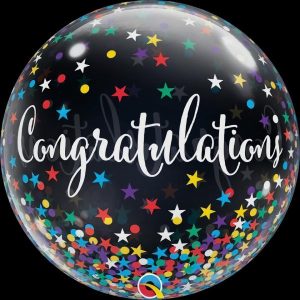 Bubble Balloons & Orbs |   22" Single Bubble Congratulations Confetti Stars Balloons Bubble Balloons & Orbs