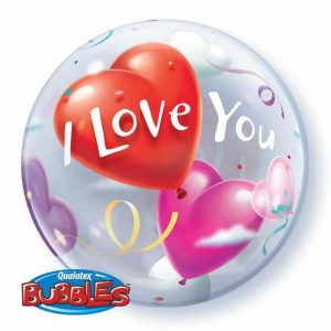 Bubble Balloons & Orbs |   22" Single Bubble I Love You Heart Balloons Balloons Bubble Balloons & Orbs