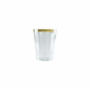 Cups & Straws |   250Ml Clear Hard Plastic Tumbler With Gold Rim Pk 6 Cups & Straws Cups & Straws