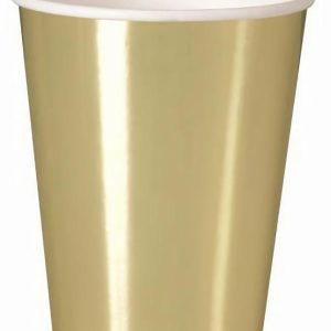 Cups & Straws |   8Pk Gold Paper Cups Cups & Straws Cups & Straws