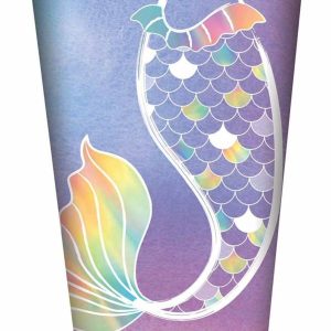 Cups & Straws |   8Pk Purple Mermaid Cups Cups & Straws Cups & Straws