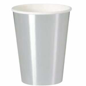 Cups & Straws |   8Pk Silver Paper Cups Cups & Straws Cups & Straws