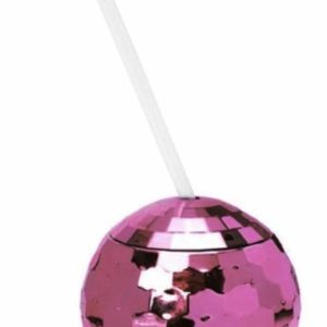 Cups & Straws |   Disco Ball Cup & Straw Pink Cups & Straws Cups & Straws