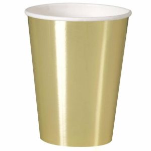 Cups & Straws |   Gold Foil 8 X 355Ml (12Oz) Paper Cups Cups & Straws Cups & Straws