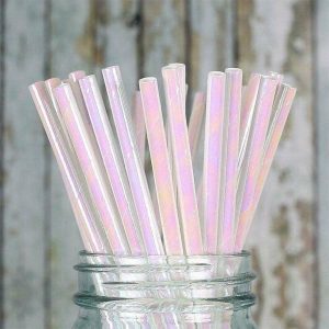 Cups & Straws |   Iridescent Paper Straws Pk 20 Cups & Straws Cups & Straws