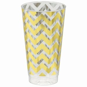 Cups & Straws |   Pk 16 Reusable Premium Chevron Gold 473Ml Tumblers Cups & Straws Cups & Straws