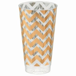 Cups & Straws |   Pk 16 Reusable Premium Chevron Rose Gold 473Ml Tumblers Cups & Straws Cups & Straws