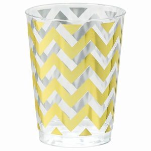 Cups & Straws |   Pk 20 Premium Chevron Gold 295Ml Tumbler Cups & Straws Cups & Straws