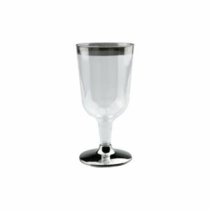 Cups & Straws |   Pk 6 210Ml Wine Glass With Silver Rim Cups & Straws Cups & Straws