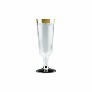 Cups & Straws |   Pk6 150Ml Champagne Glass With Gold Rim Clear Base Cups & Straws Cups & Straws