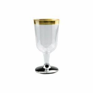 Cups & Straws |   Pk6 210Ml Wine Glass With Gold Rim Clear Base Cups & Straws Cups & Straws