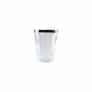 Cups & Straws |   Pk6 275Ml Clear Hard Plastic Tumbler With Rose Gold Trim Pk6 Cups & Straws Cups & Straws