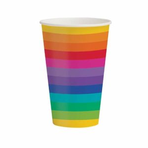 Cups & Straws |   Rainbow Cups Paper 354Ml-Pk 8 Cups & Straws Cups & Straws