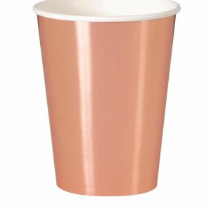 Cups & Straws |   Rose Gold Foil 8 X 270Ml (9Oz) Paper Cups Cups & Straws Cups & Straws