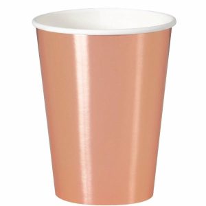 Cups & Straws |   Rose Gold Foil 8 X 355Ml (12Oz) Paper Cups Cups & Straws Cups & Straws