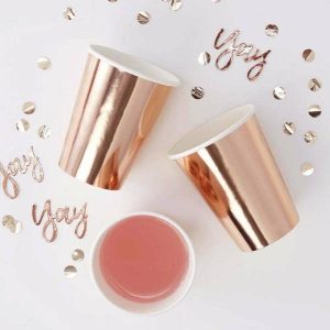 Cups & Straws |   Rosegold Paper Cups, Pk 10 Cups & Straws Cups & Straws