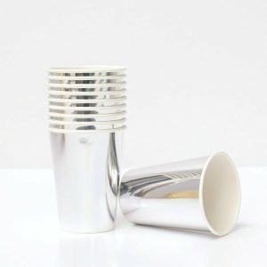 Cups & Straws |   Silver Foil 6 Paper Cups Cups & Straws Cups & Straws