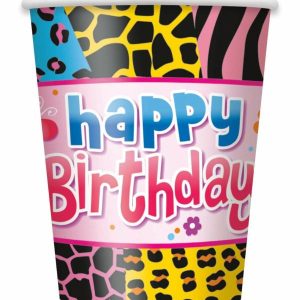 Cups & Straws |   Wild Birthday 8 X 270Ml (9Oz) Paper Cups Cups & Straws Cups & Straws