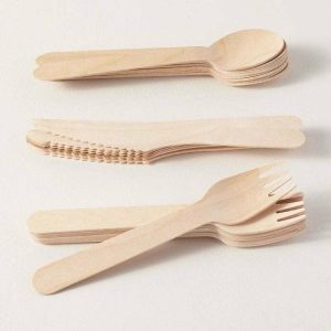 Cutlery |   100Pk Wooden Cutlery Set Party Supplies Cutlery