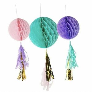 Decorations |   3 Mermaid Honeycomb Ball W/ Tassels Decorations Decorations