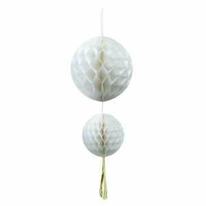 Decorations |   30/20Cm White Honeycomb With Tail Decorations Decorations