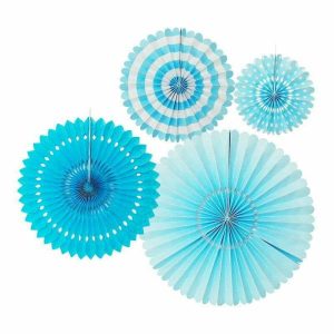 Decorations |   4 Blue Paper Fan Set Decorations Decorations