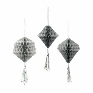 Decorations |   Honeycomb W’Tassel-Grey Decorations Decorations