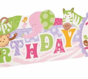 Decorations |   Pink Safari First Birthday 3D Centrepiece 35Cm (14") L X 11.5Cm (4.5") H Decorations Decorations