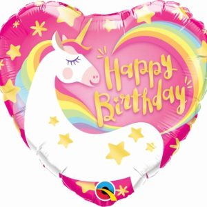 Foil Balloons |   18" Heart Foil Birthday Magical Unicorn – Non Inflated Balloons Foil Balloons