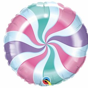 Foil Balloons |   18" Round Candy Pastel Swirl – Non Inflated Balloons Foil Balloons