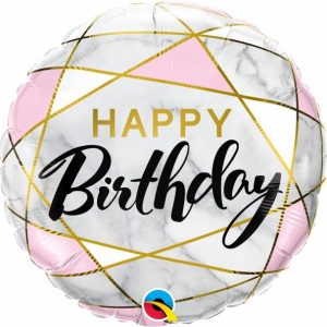 Foil Balloons |   18" Round Foil Bday Marble Rectangles – Non Inflated Balloons Foil Balloons