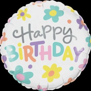 Foil Balloons |   18" Round Foil Bday Retro Daisies Balloons Foil Balloons