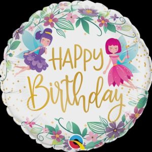 Foil Balloons |   18" Round Foil Bday Wild Flower Fairies Balloons Foil Balloons