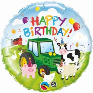 Foil Balloons |   18" Round Foil Birthday Barnyard – Non Inflated Balloons Foil Balloons