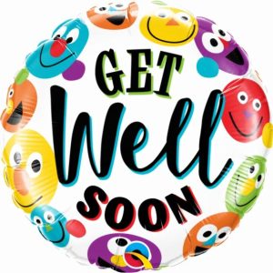 Foil Balloons |   18" Round Foil Get Well Soon Smileys – Non Inflated Balloons Foil Balloons