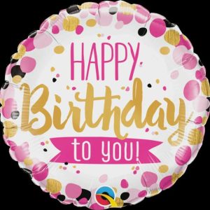 Foil Balloons |   18" Round Foil Happy Bday To You Pink & Gold Balloons Foil Balloons