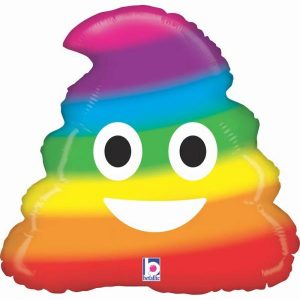 Foil Balloons |   20" Emoji Rainbow Poo Shape Balloons Foil Balloons