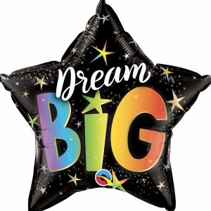 Foil Balloons |   20" Star Foil Dream Big Rainbow Stars – Non Inflated Balloons Foil Balloons