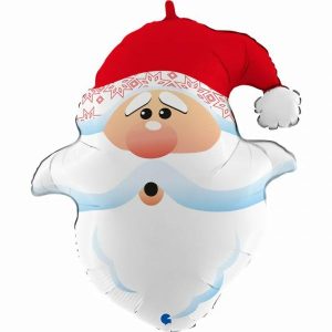 Foil Balloons |   26" Curious Santa Head Shape – Non Inflated Balloons Foil Balloons