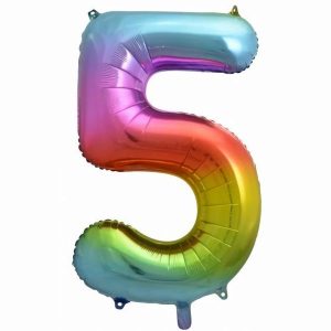 Foil Balloons |   34Inch Decrotex Foil Balloon Num Rainbow Splash #5 Shaped P1 – Non Inflated Balloons Foil Balloons