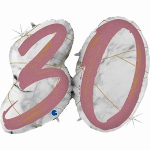 Foil Balloons |   36Inch Double Digit Marble Mate Rose Gold #30 Balloons Foil Balloons