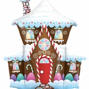 Foil Balloons |   37" Shape Foil Decorated Gingerbread House Sw – Non Inflated Balloons Foil Balloons