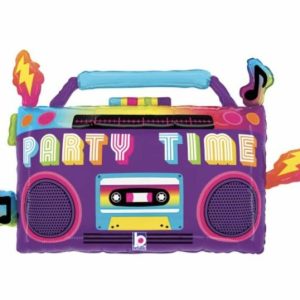 Foil Balloons |   37Inch Party Time Boom Box Shape Balloons Foil Balloons