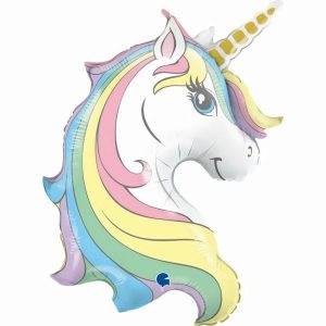 Foil Balloons |   39" Macaron Unicorn Head Balloons Foil Balloons