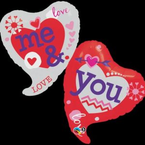 Foil Balloons |   42" Shape Foil You & Me Two Hearts Balloons Foil Balloons