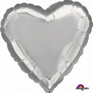 Foil Balloons |   45Cm Heart Hx Metallic Silver – Non Inflated Balloons Foil Balloons